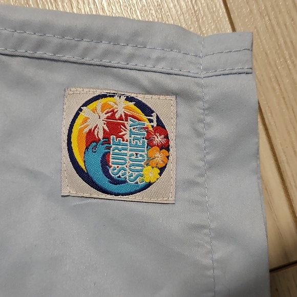 MENS SURF SOCIETY Blue LINED SWIM SHORTS SIZE Medium new with tags UV protec - Picture 3 of 6